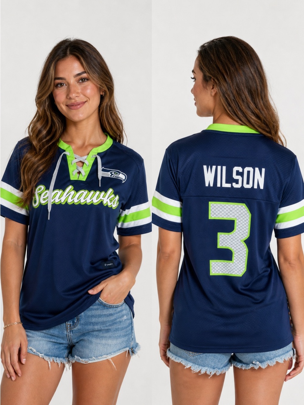 Fanatics NFL Women's Navy and Lime Jersey